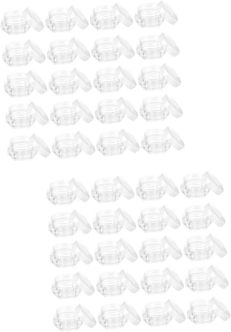 DOITOOL 40pcs Transparent Refillable Cosmetic Jars Diamond-shaped Empty Containers for Loose Powder Glitter Eye Shadow Portable Storage for Makeup Organization