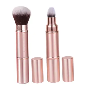 Double-sided Makeup Brush Set Portable Foundation Blush Brush Retractable Travel Case for Women