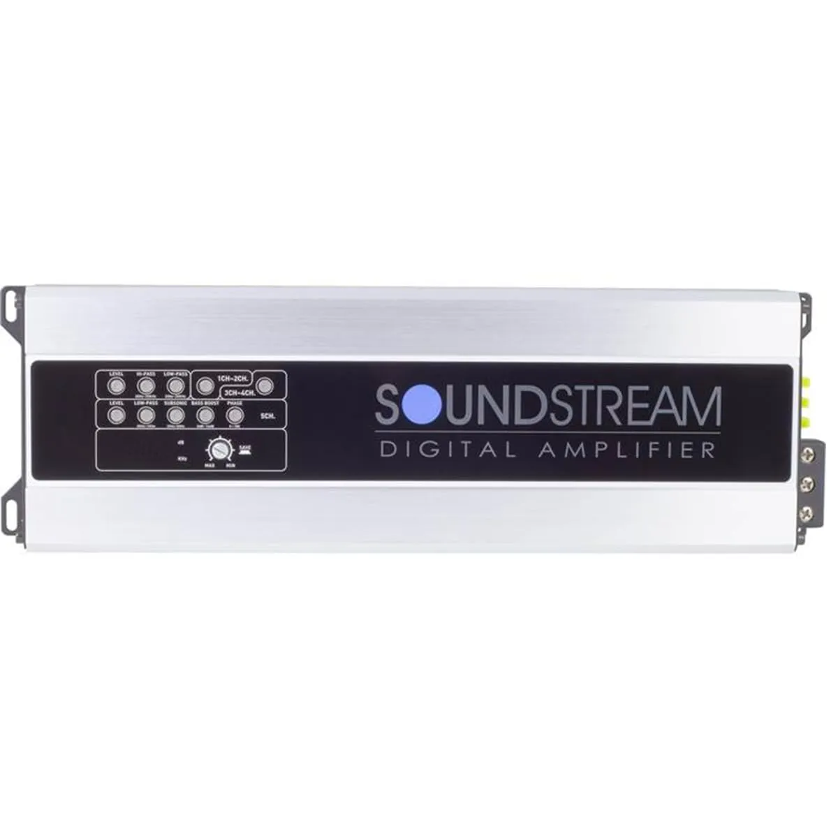 DPA5.2000D, Compact Class-D Subwoofer Pre-Amp Amplifier, 2000 Watts Max Power Class D 5 Channel Car Amplifier, 75 watts RMS x 4 at 4 ohms   400 x 1 at 2 ohms