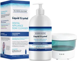 Dr. B Dental Liquid Crystal Soak Cleanser & Solutions Ultrasonic Cleaner Bundle | Complete Appliance Cleaning System for Dentures, Night Guards, Retainers & Aligners