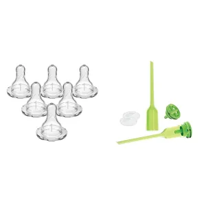 Dr. Brown's Level 1 Slow Flow Silicone Nipple 6 Count & Options  Replacement Vent Kit Narrow 2 Count