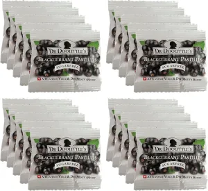 Dr Sugar Free Soft Fruit Pastilles for Voice and Throat, Blackcurrant Flavor, Travel Size Bag, Approximately 4 Count Package, 20 Pack