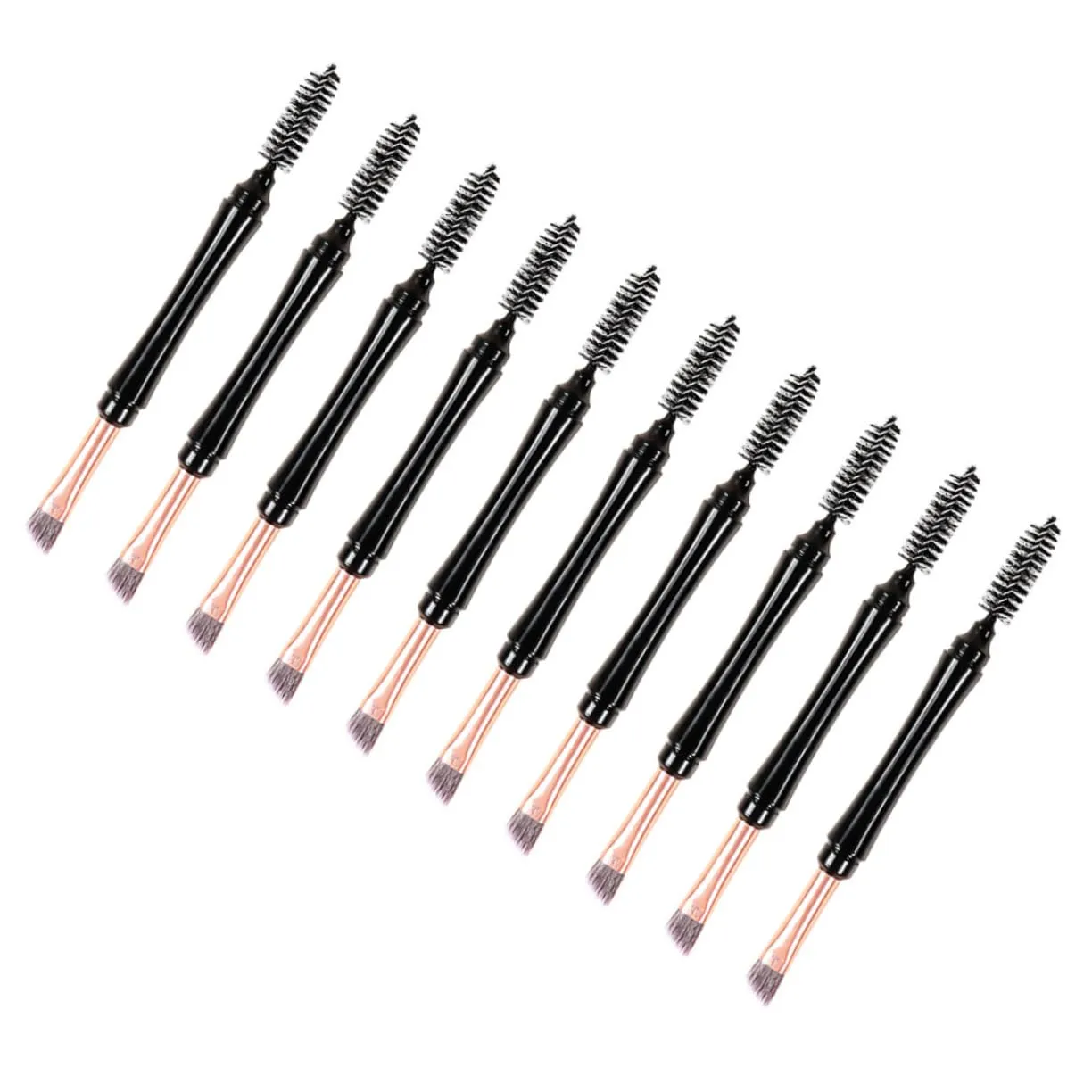 Dual Tip Brush Kit Brow Spoolies 10 Piece Set Professional Makeup Supplies Travel Case Included