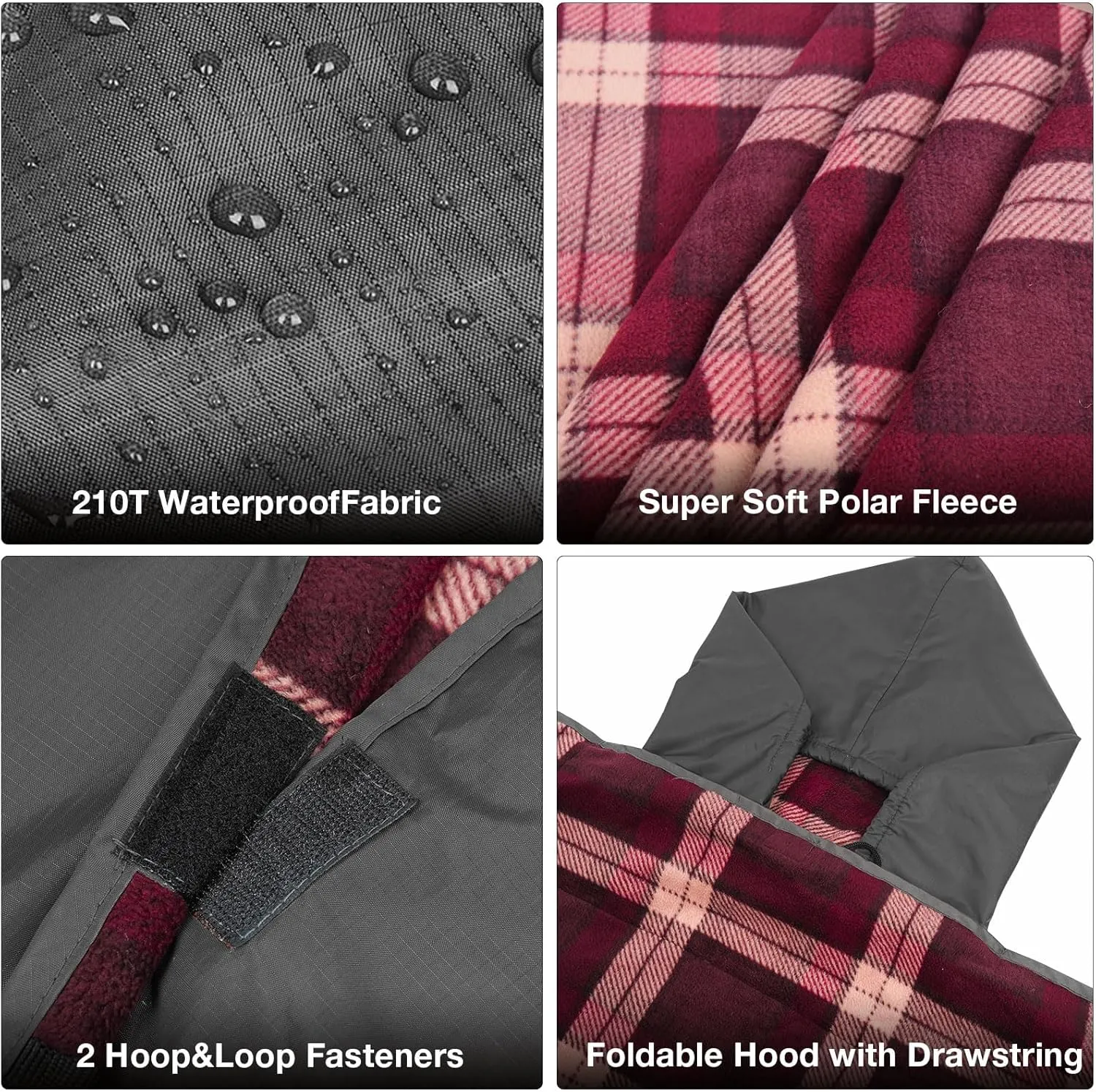 DUKUSEEK Stadium Blanket Waterproof Windproof, Outdoor Hooded Blankets for Camping, Sporting Events, Picnic and Car - Insulated Foldable Blanket and Throws