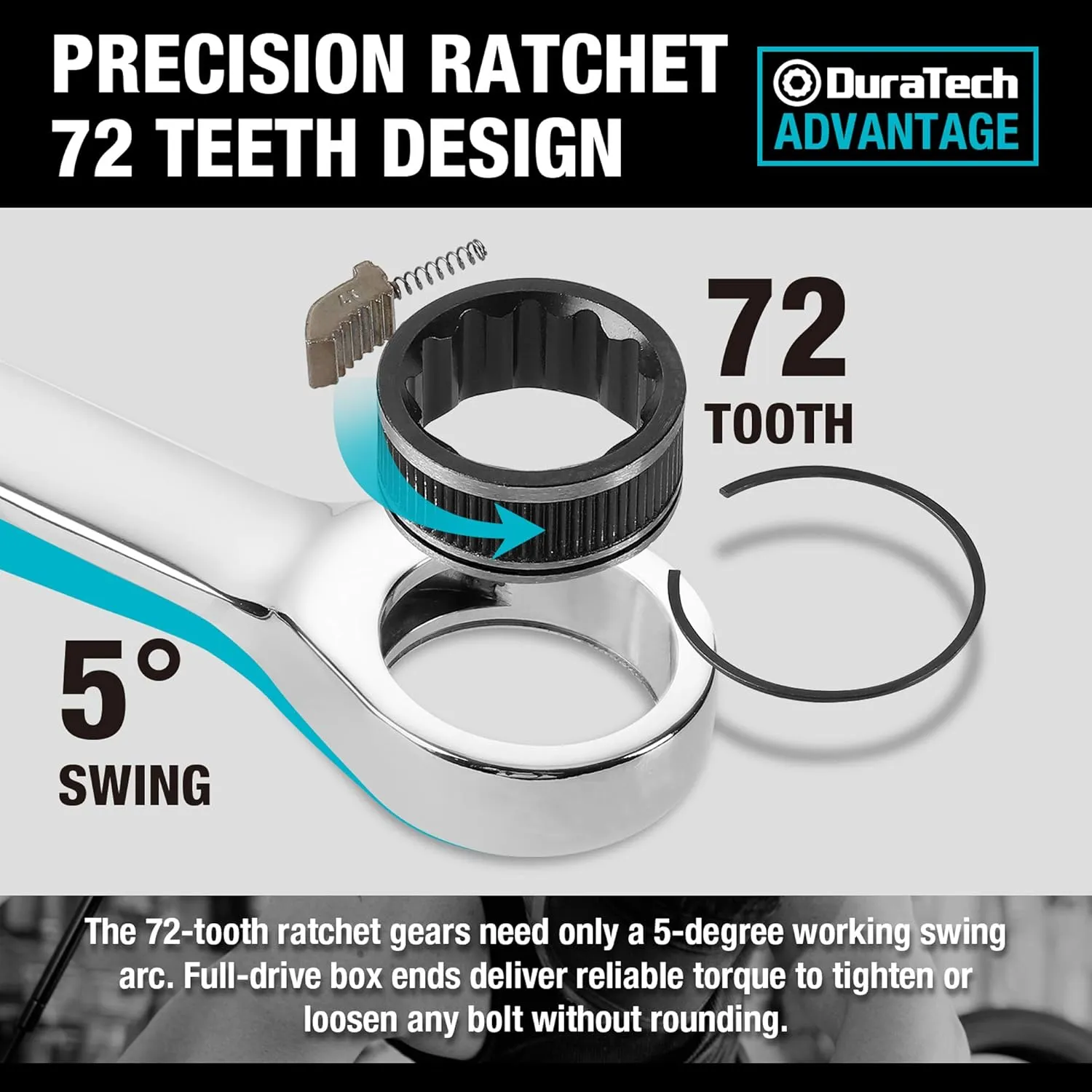 DURATECH Ratcheting Wrench Set, Combination Wrench Set, Metric, 10-piece, 6-18mm, CR-V Steel, with Pouch