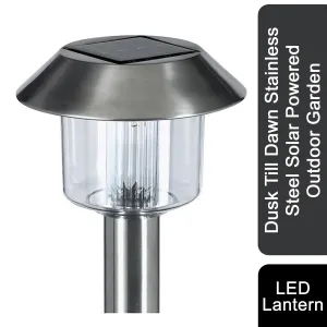 Dusk Till Dawn Stainless Steel Solar Powered Outdoor Garden LED lantern, pk4