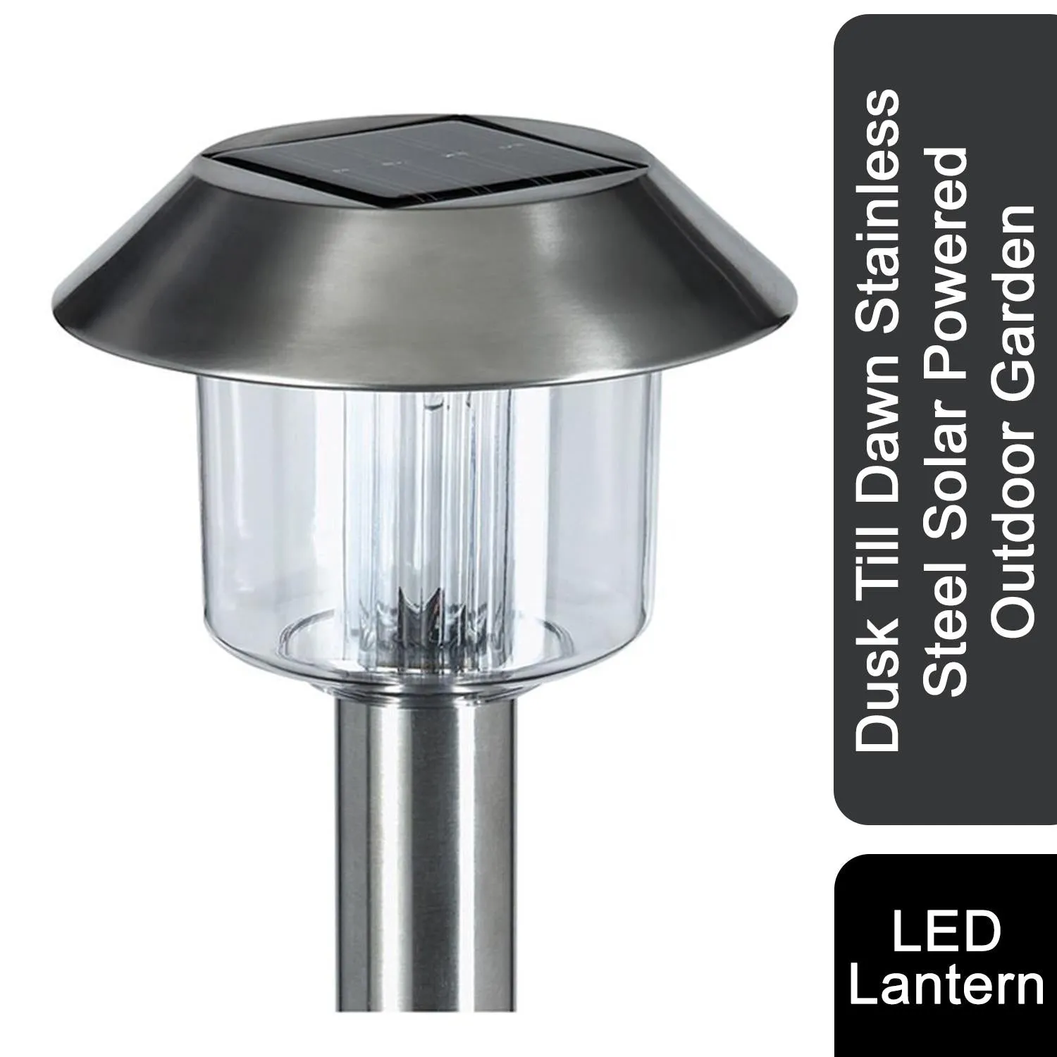 Dusk Till Dawn Stainless Steel Solar Powered Outdoor Garden LED lantern, pk4