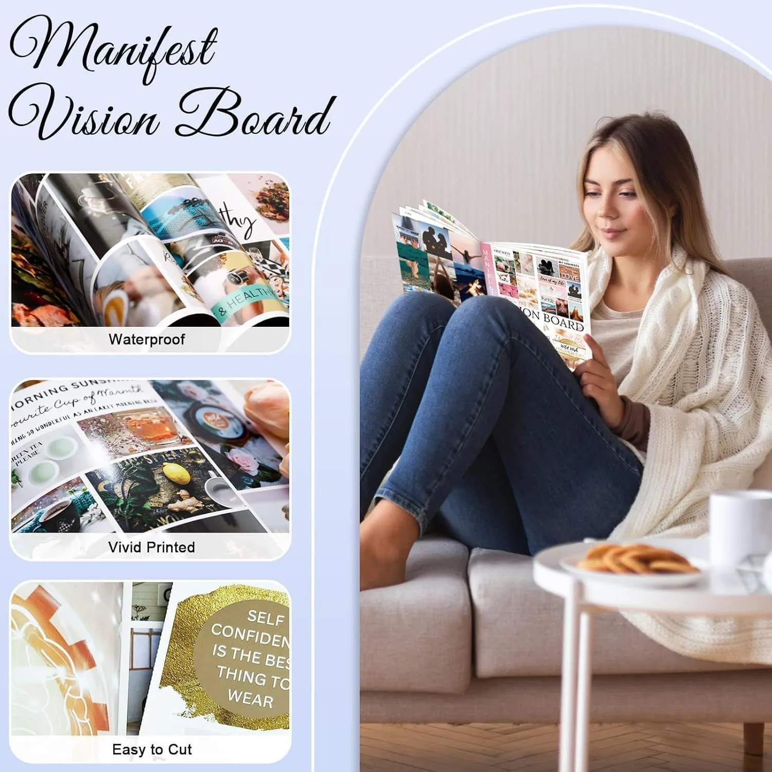 EggSun Vision Board Book 1200  Vision Board Images & Quotes Magazine Collage Clip Art Book Supplies Kit for Adults, Collage Wall Art Book for Vision Board Beginners Manifestation
