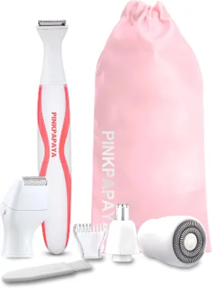 Electric Bikini Trimmer for Women,4 in 1 Electric Shaver,Bikini Line Hair Removal and Facial Hair Remover,Face Razors & Nose Hair Trimmer,Women's Grooming Kit,Tomato/p9k8