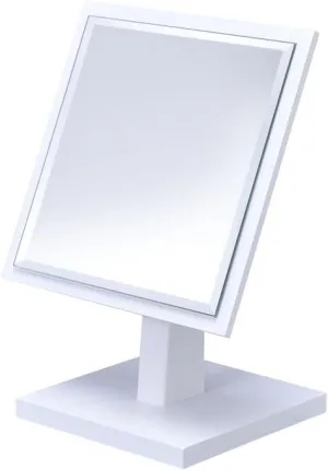 Elegant 9.5" Tall Makeup Mirror on Pedestal, Wooden Base, for Daily Beauty Routines