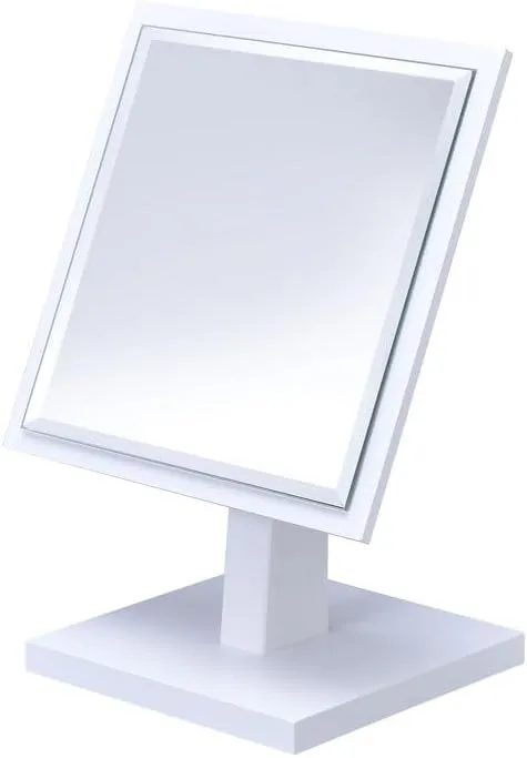 Elegant 9.5" Tall Makeup Mirror on Pedestal, Wooden Base, for Daily Beauty Routines