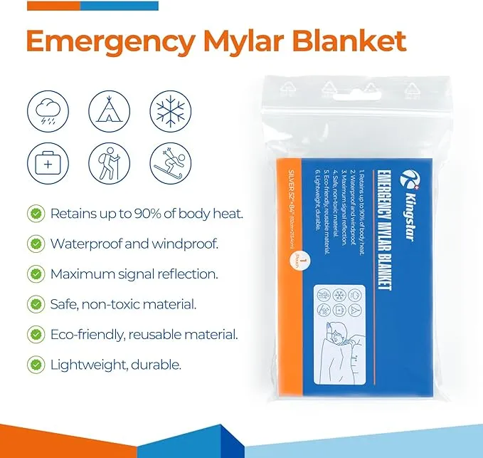 Emergency Blankets (120 Packs, 84"L x 52"W) Mylar Thermal Blankets for Survival and Protection,Space Blanket Survival Kits Camping Blanket, Ideal for Outdoors, Hiking, Survival, Marathons