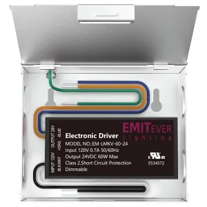 EMITEVER Electronic Dimmable Transformer,60W LED Driver,120VAC to 24VDC Power Supply,Compatible with Lutron and Leviton Dimmers for LED Strip Light, Kitchen,Cabinet,UL,Class 2