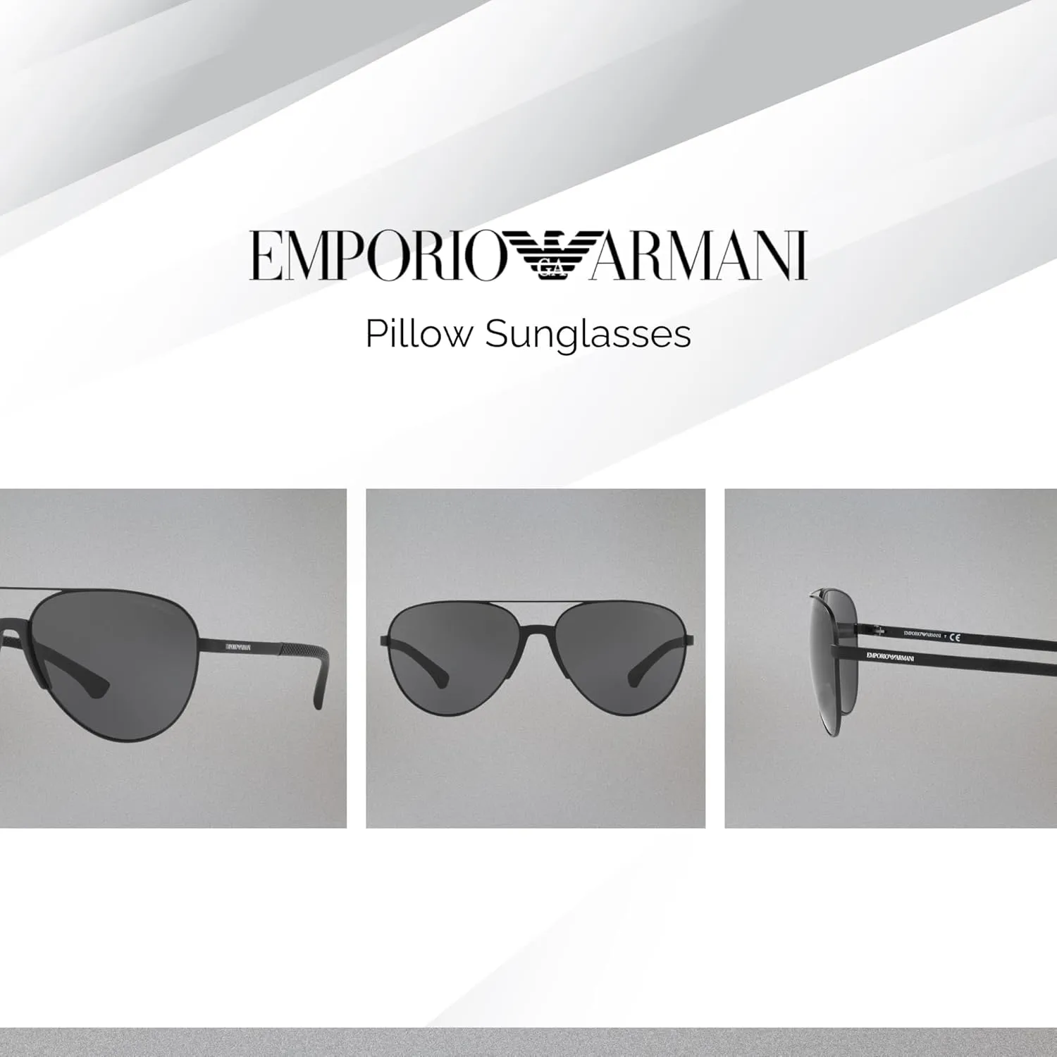 Emporio Armani EA2059 Aviator Sunglasses For Men   BUNDLE with Designer iWear Eyewear Care Kit