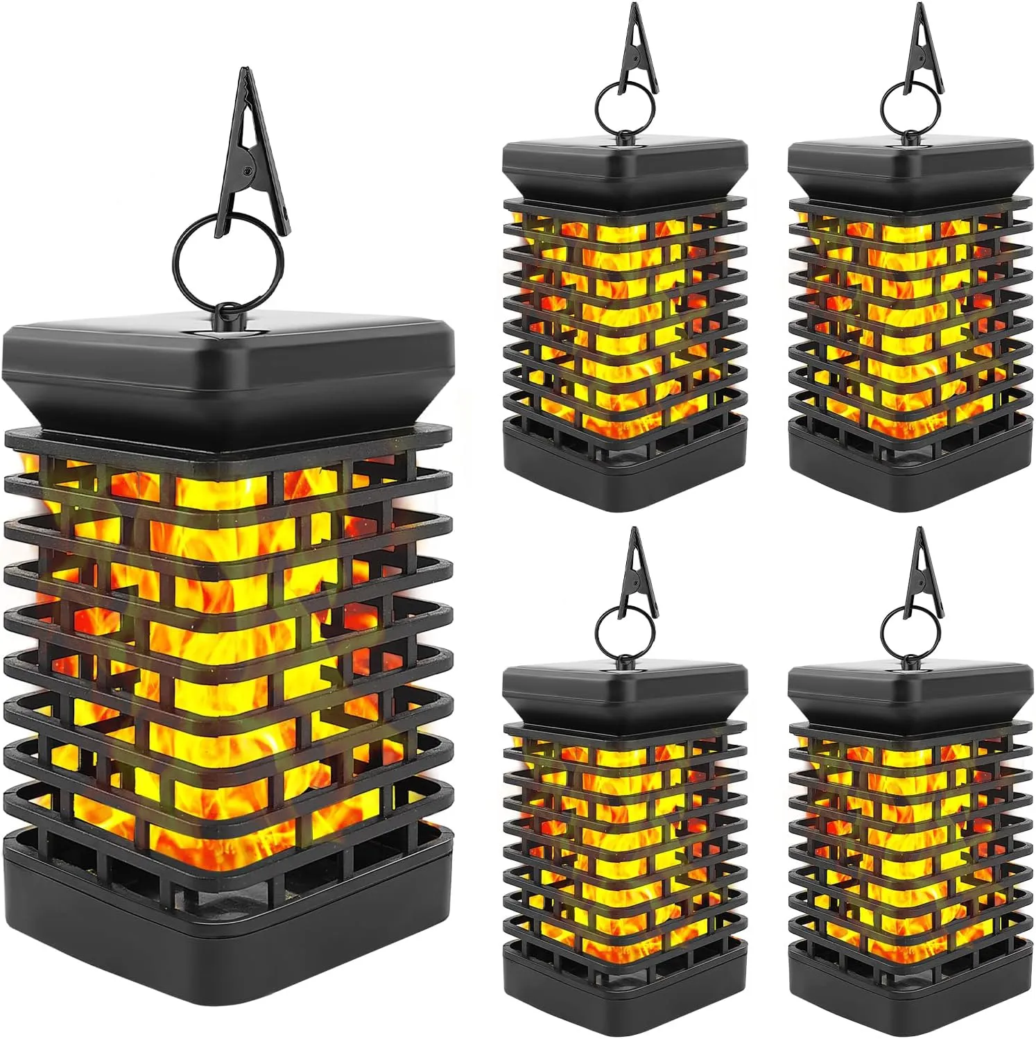 EOYIZW 4 Pack Solar Lanterns Outdoor Lights, Upgraded Flickering Flame Solar Lights Outdoor, Waterproof Solar Powered Hanging Lanterns, Garden Decor