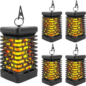 EOYIZW 4 Pack Solar Lanterns Outdoor Lights, Upgraded Flickering Flame Solar Lights Outdoor, Waterproof Solar Powered Hanging Lanterns, Garden Decor
