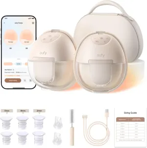 eufy Heated Wearable Breast Pump S1 Pro, Slim Hands-Free Breast Pump with Industry-Leading HeatFlow™ Tech, Wireless Charging Case, App-Controlled OptiRhythm™, Hospital-Grade Suction, in-Bra Use