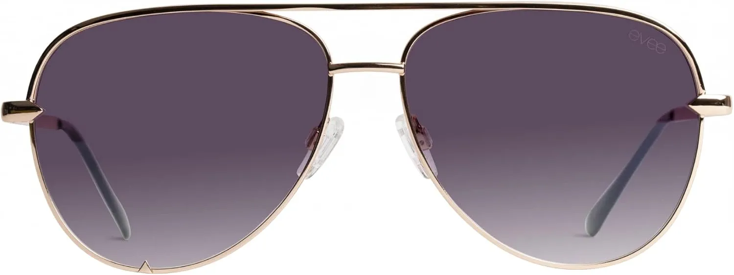 EVEE Fashionable Metal Aviator Sunglasses with Oversize Flat Reflective Mirror Lenses (GEMINI)