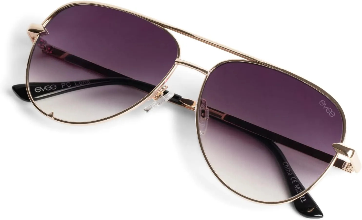 EVEE Fashionable Metal Aviator Sunglasses with Oversize Flat Reflective Mirror Lenses (GEMINI)