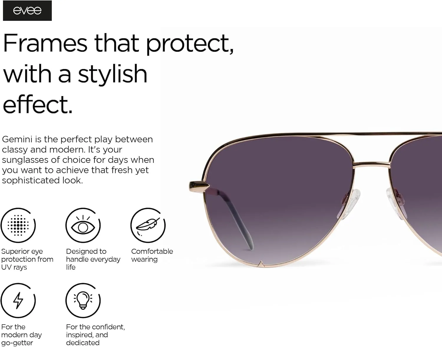 EVEE Fashionable Metal Aviator Sunglasses with Oversize Flat Reflective Mirror Lenses (GEMINI)