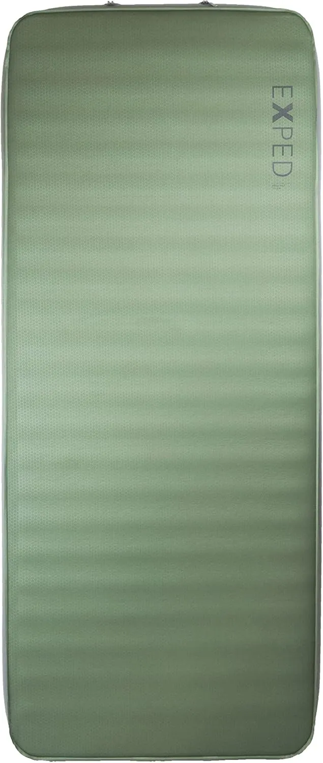 Exped MegaMat 10 - Self Inflating Foam Sleeping Pad, 4" Thickness Camping Bed, Compact and Lightweight, Mini Pump Included, Green, Medium Wide - Past Season