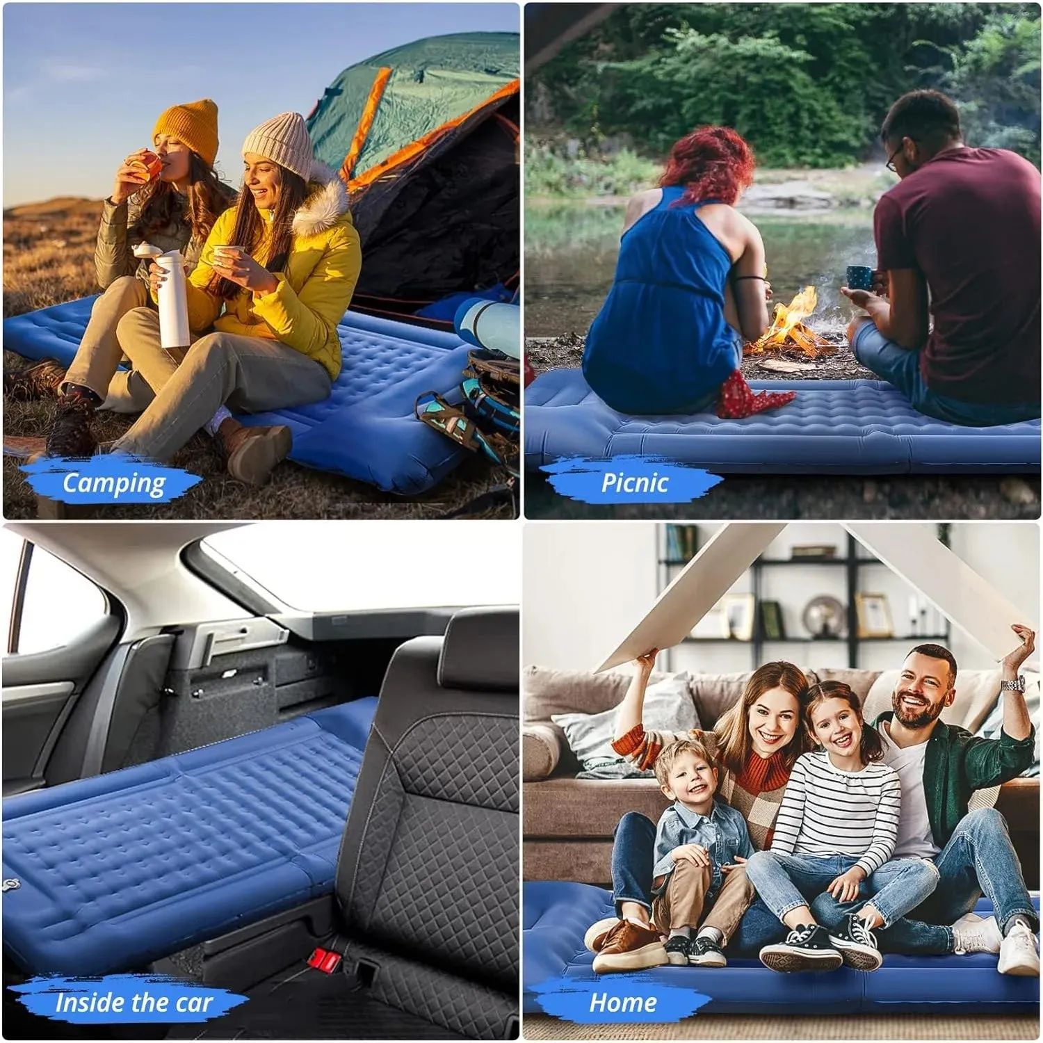 Extra Thick Camping Air Mattress, 5" Inflatable Pad with Pillow & Pump