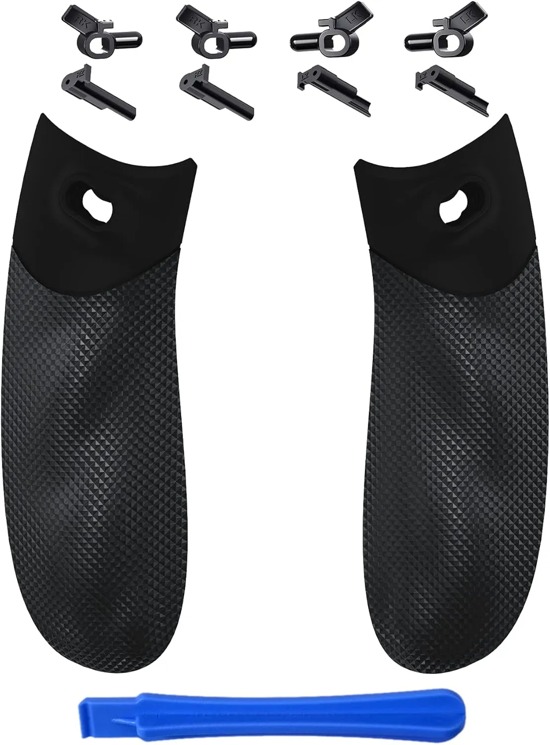eXtremeRate Flexor Rubberized Side Rails Grips Trigger Stop Kit for Xbox Series X/S Controller, Anti-Slip Ergonomic Trigger Stopper Handle Grips for Xbox Core Controller – Diamond Textured Black