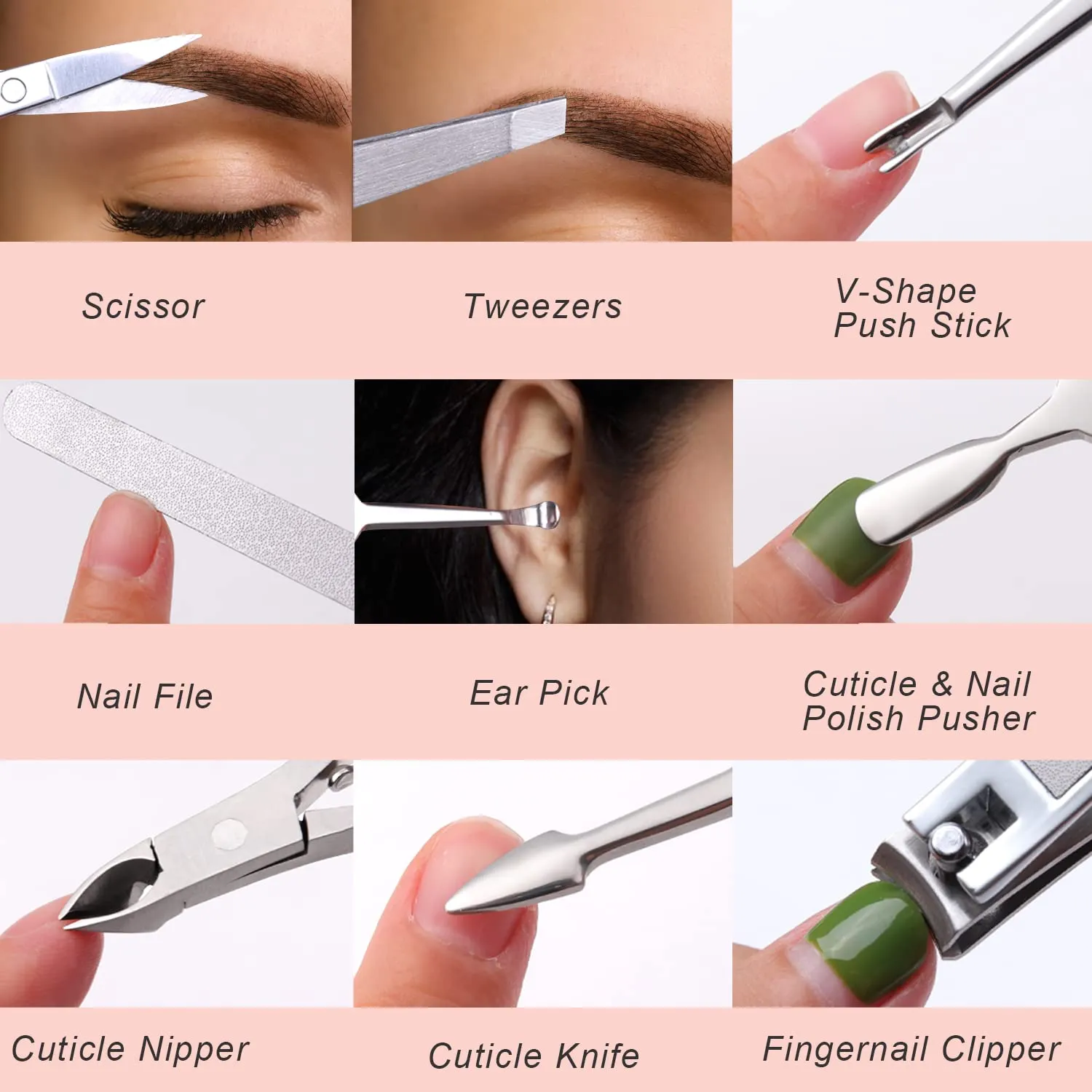 FAMILIFE Manicure Set Professional Manicure Kit Nail Kit - 11PCS Gifts For Her Nail Clippers for Women Stainless Steel Pedicure Sets Pink Leather Case