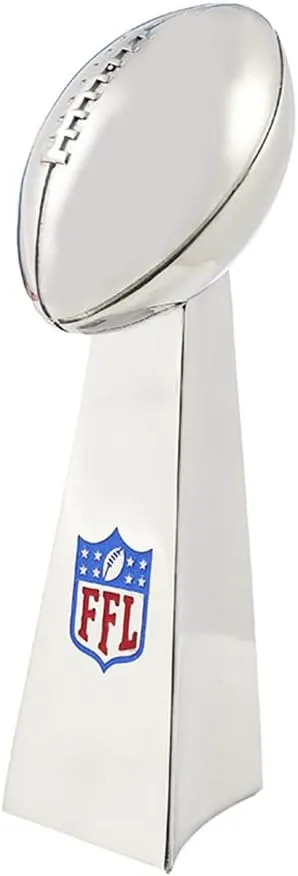 Fantasy Football Trophy 4 Inches Tall - Chrome Replica Championship Trophy - First Place Winner Award Fantasy League Winner’s Cup Bright Silver Lombardi Trophy Elegant