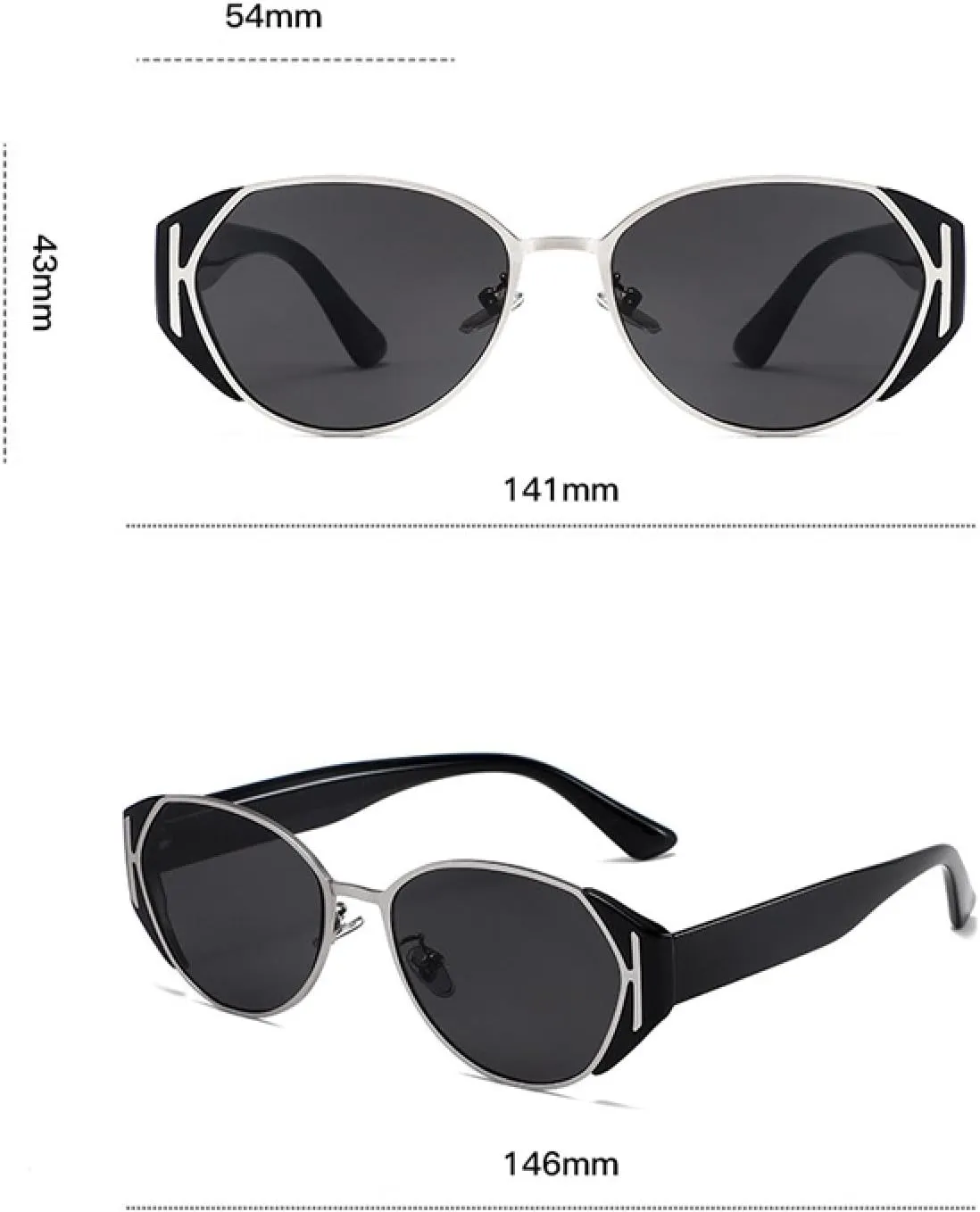 Fashion Luxury Oversized Oval Cat Eye Sunglasses Women Men Retro Trendy Eyeglasses Summer Traveling Shades Uv400