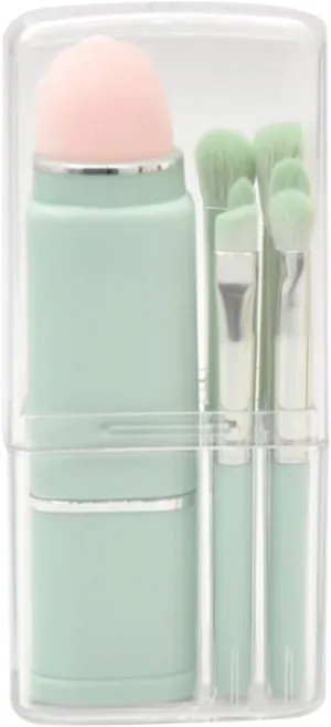 Fashion Portable Makeup Brush Set Foundation Brush Eye Shadow Brush Powder Brush Set Total 8PC Hair Brush with Hole in The Middle(Blue)
