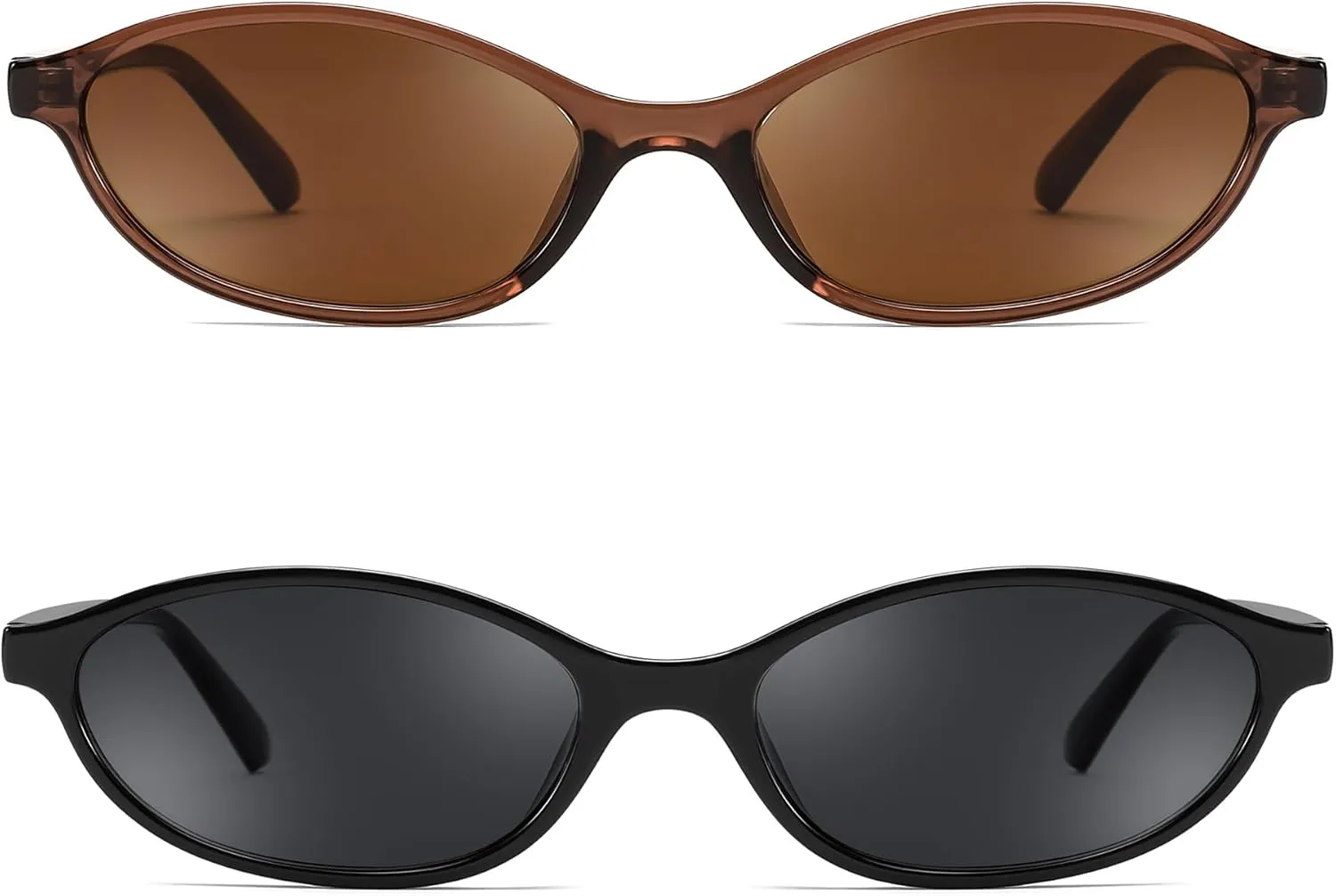 FEISEDY Retro Oval Cat Eye Sunglasses for Women 90s Narrow Lightweight Shades Y2k Trendy Sunnies B0257