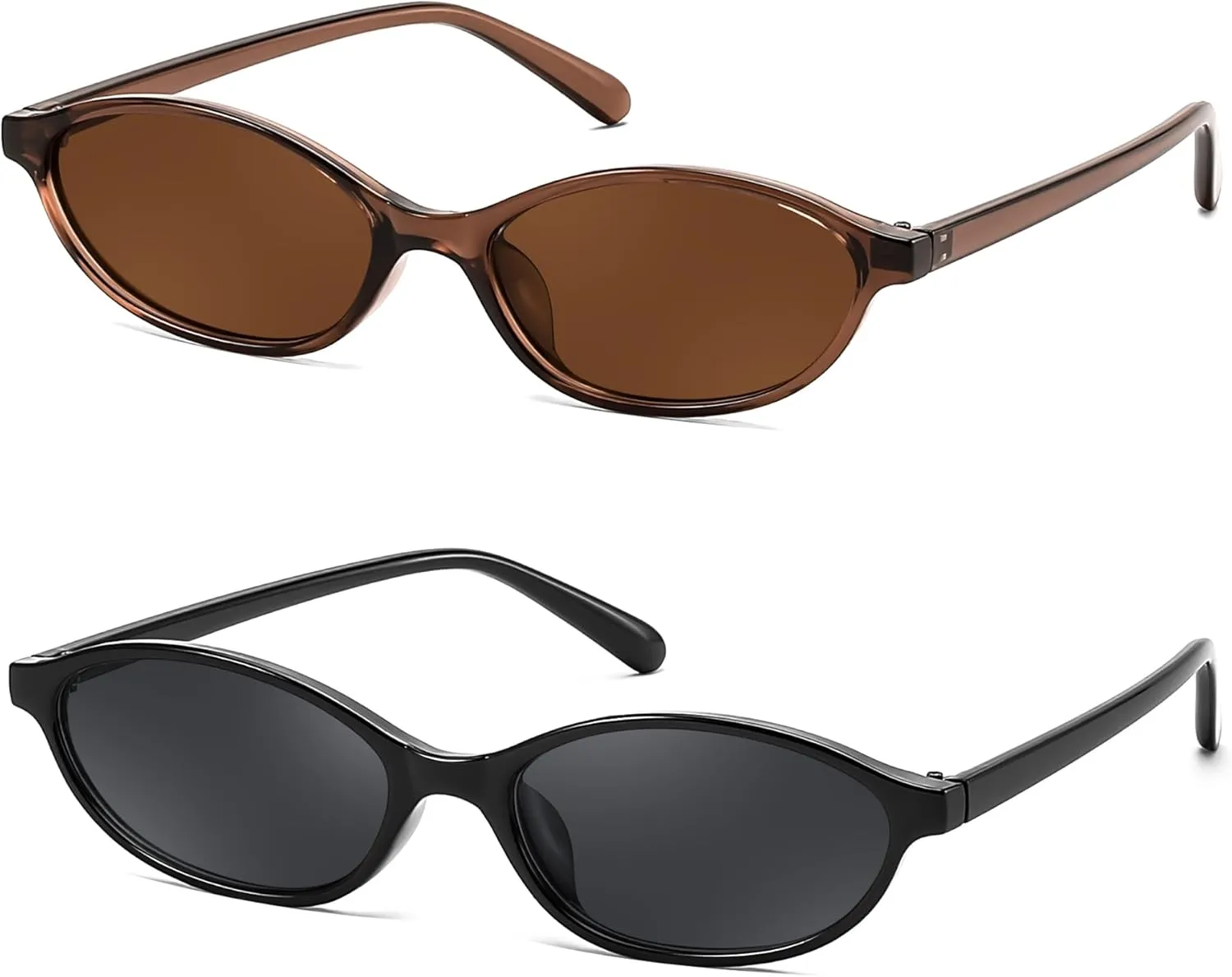 FEISEDY Retro Oval Cat Eye Sunglasses for Women 90s Narrow Lightweight Shades Y2k Trendy Sunnies B0257