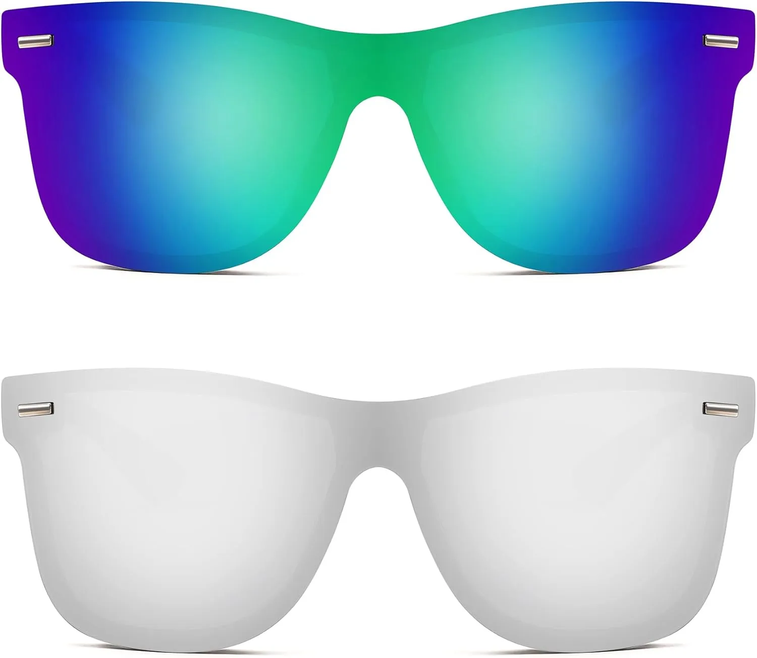 FEISEDY Trendy Rimless Mirrored One Piece Lens Sunglasses Reflective Sun Glasses B4114