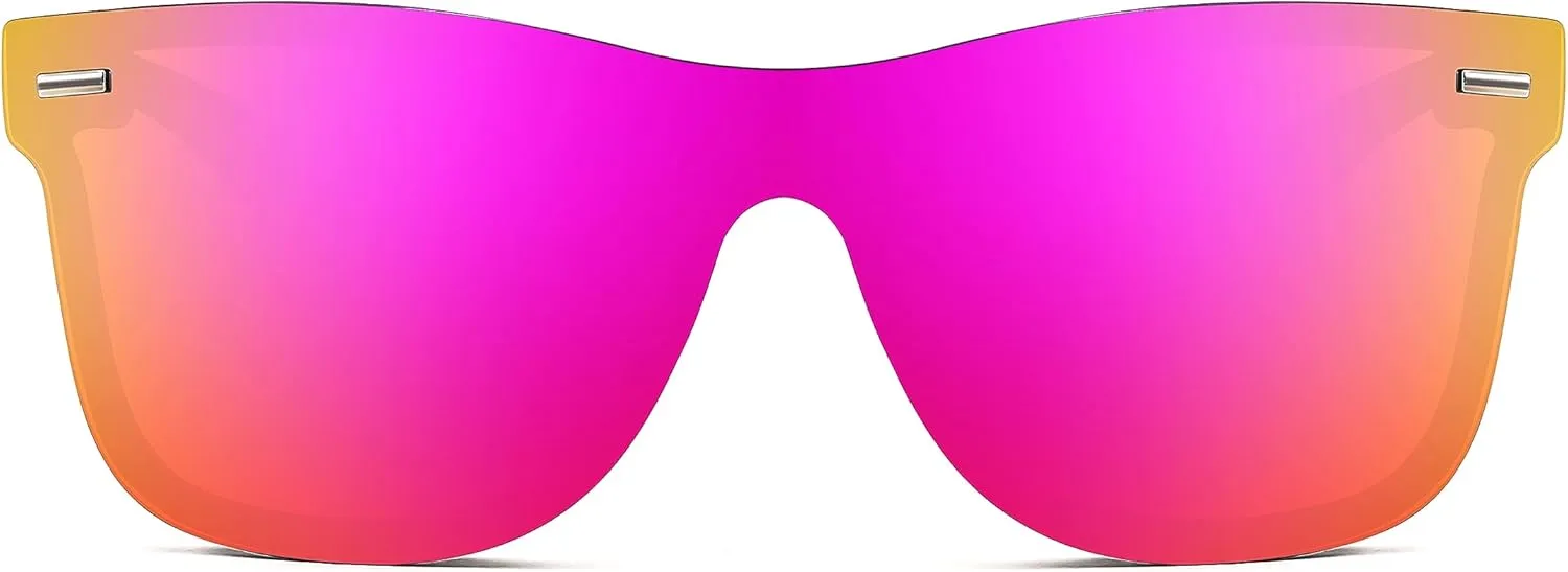FEISEDY Trendy Rimless Mirrored One Piece Lens Sunglasses Reflective Sun Glasses B4114