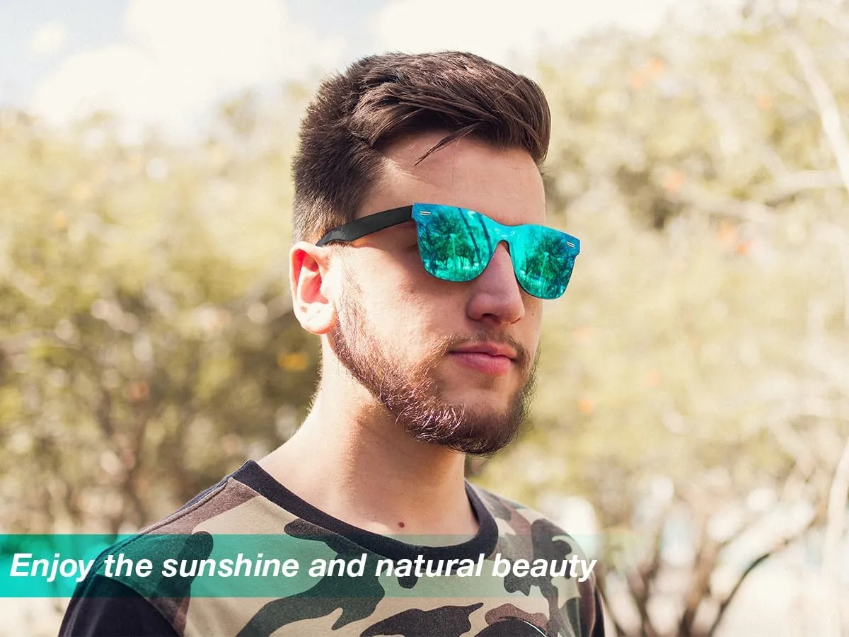 FEISEDY Trendy Rimless Mirrored One Piece Lens Sunglasses Reflective Sun Glasses B4114