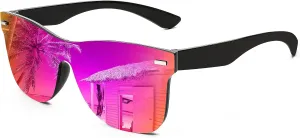 FEISEDY Trendy Rimless Mirrored One Piece Lens Sunglasses Reflective Sun Glasses B4114