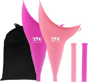 Female Urinals Portable Reusable Silicone,Women Stand Up Pee Device,Easy to Use,Suitable for Camping,Outdoor,Travel Post Surgery Aid Pack of 2(Magenta Light Pink)
