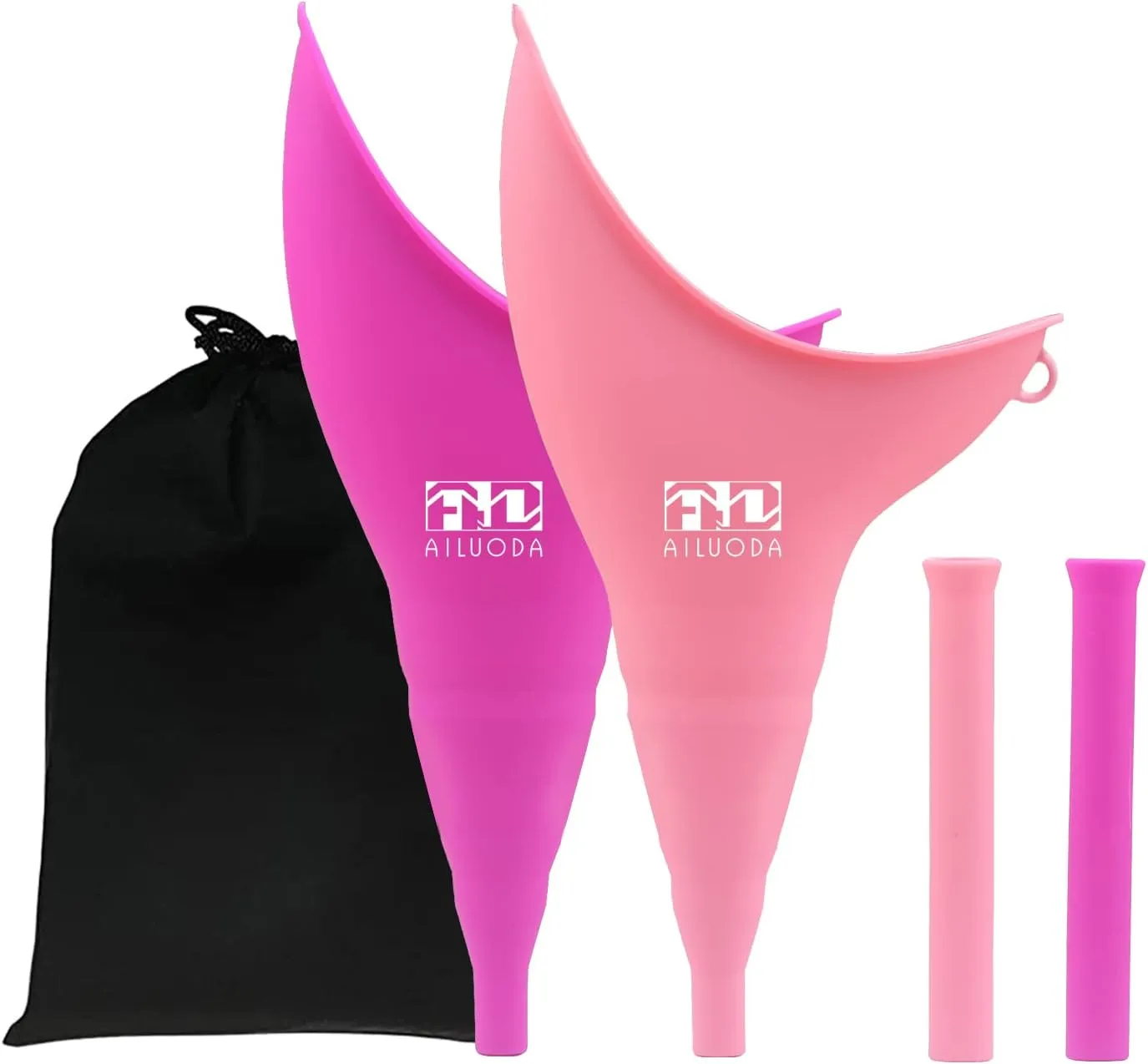 Female Urinals Portable Reusable Silicone,Women Stand Up Pee Device,Easy to Use,Suitable for Camping,Outdoor,Travel Post Surgery Aid Pack of 2(Magenta Light Pink)