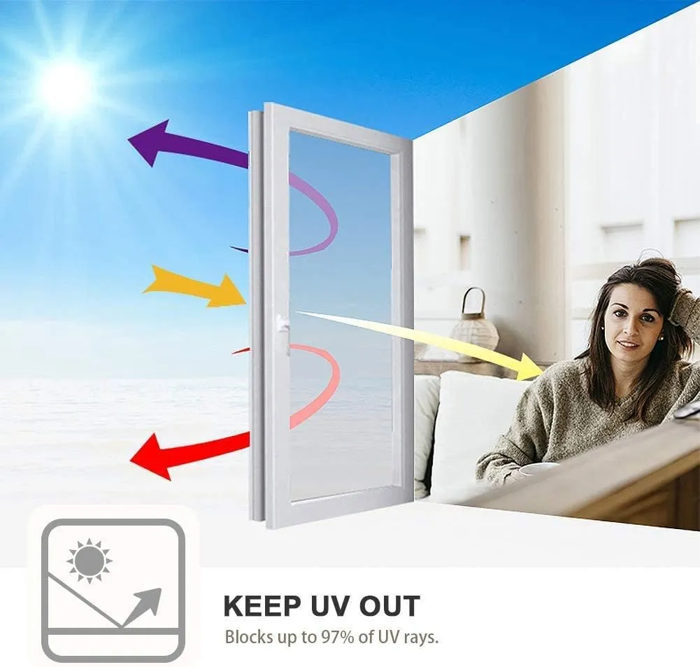 Filmgoo Window Tint for Home One Way Daytime Privacy Window Film Heat Blocking Anti UV Mirrored Reflective Window Film for Home and Office, Black Silver, 29.5 Inch x 6.5 Feet