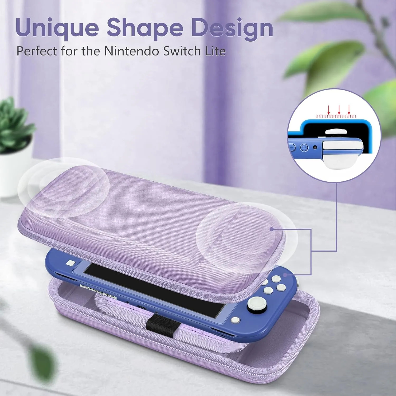 FINTIE Carrying Case for Nintendo Switch Lite 2019, [Shockproof] Hard Shell Protective Cover Travel Bag with Game Card & Micro SD Card Slots for Switch Lite Console & Accessories, Lilac Purple