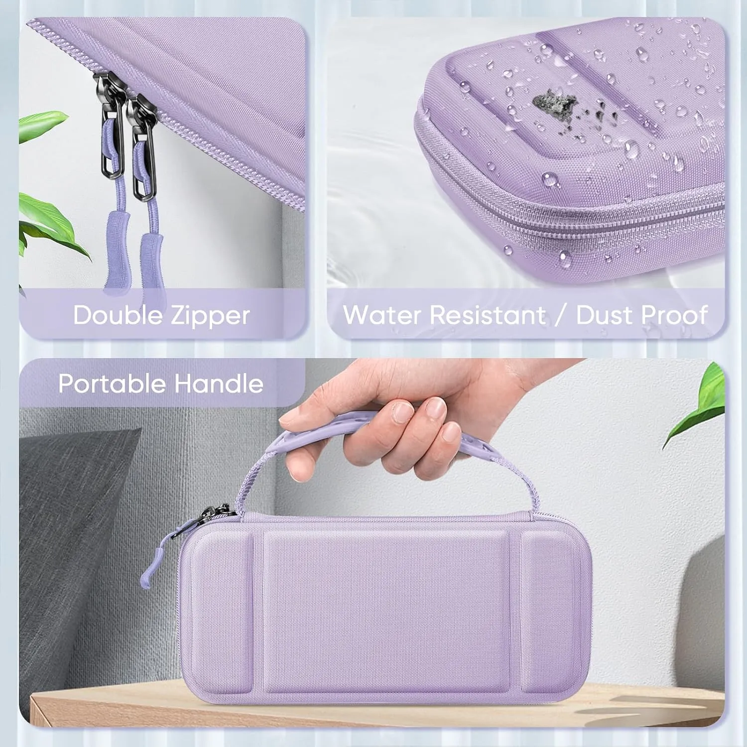 FINTIE Carrying Case for Nintendo Switch Lite 2019, [Shockproof] Hard Shell Protective Cover Travel Bag with Game Card & Micro SD Card Slots for Switch Lite Console & Accessories, Lilac Purple