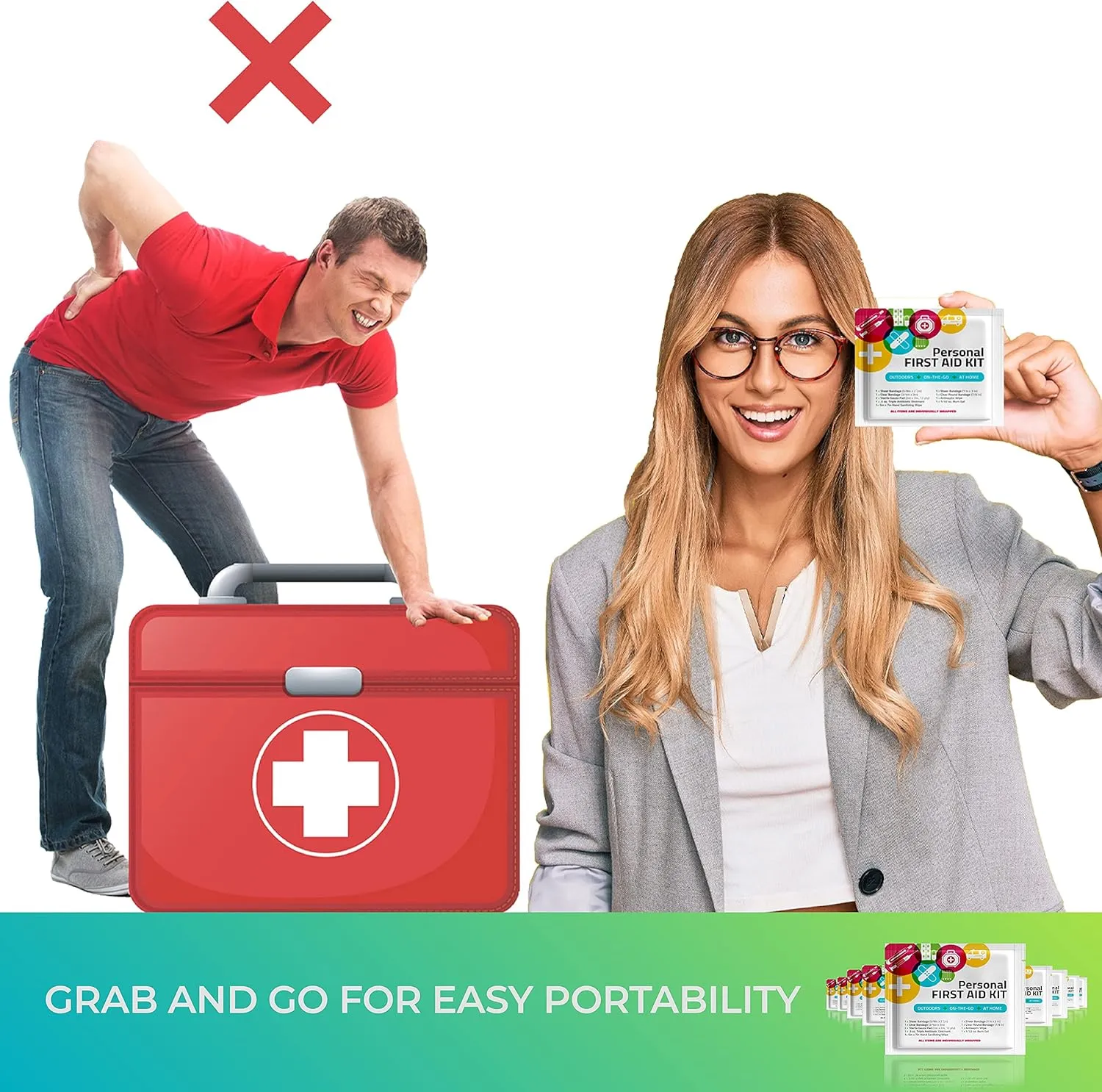 First Aid Emergency Medical Kit Mini and Travel Size - | Great for Kids, Schools, Business, Hiking, Camping | Wound Care Products (Multi-Color) (3)