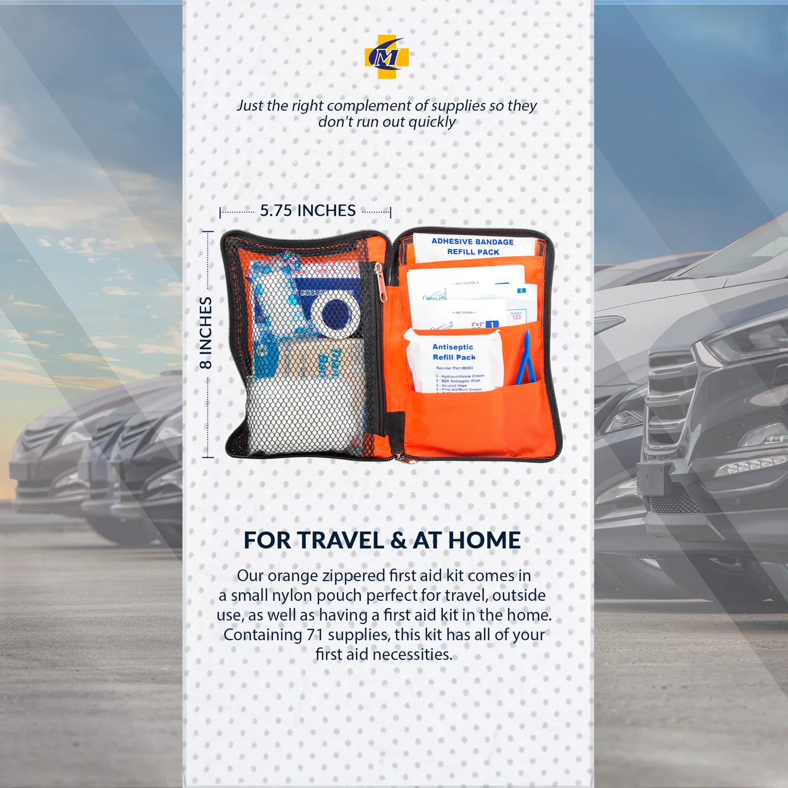 First Aid Kit Orange Zippered Pouch by MFASCO