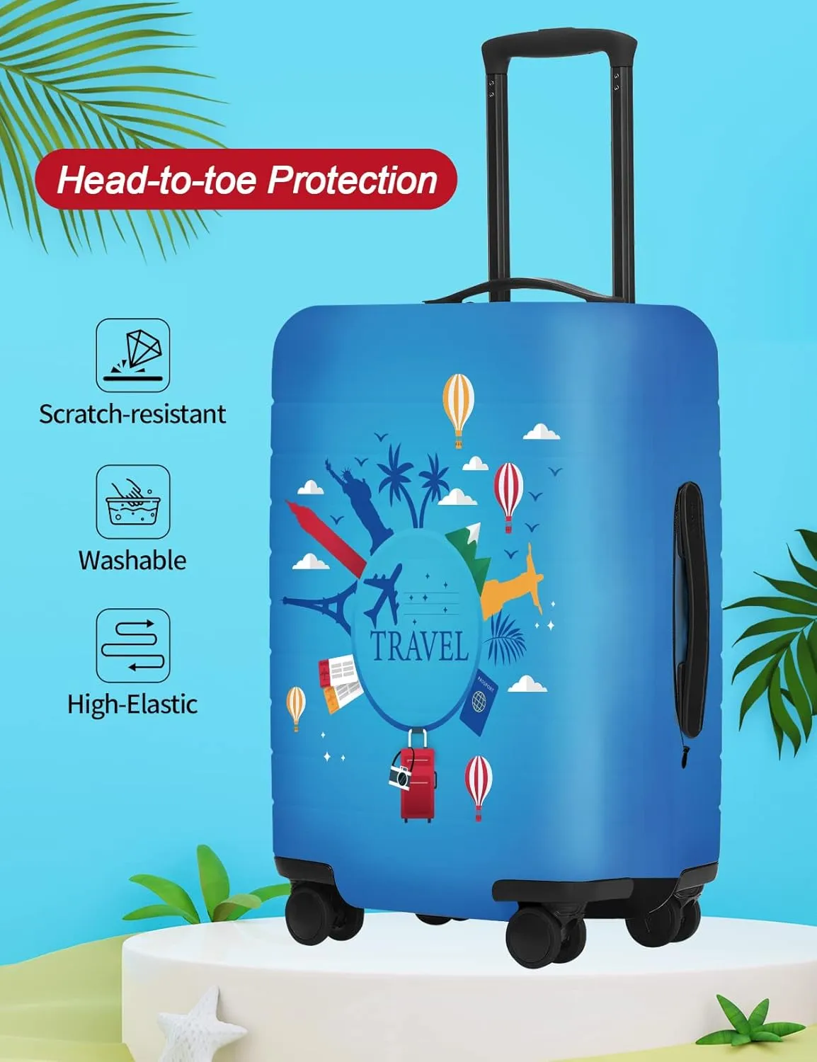FIRST WAY Luggage Cover Protector - Anti-Scratch Suitcase Cover for Travel - Protects Against Dirt and Wear, Fits 27"-30" Luggage City Travel