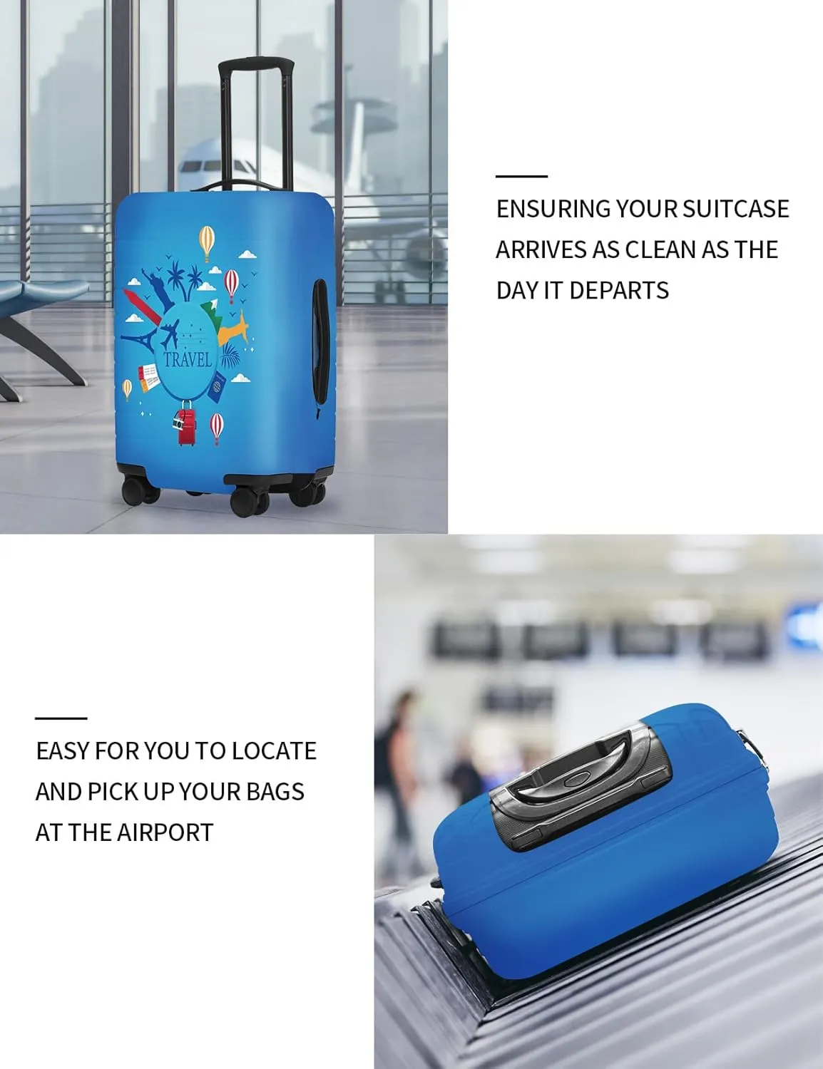 FIRST WAY Luggage Cover Protector - Anti-Scratch Suitcase Cover for Travel - Protects Against Dirt and Wear, Fits 27"-30" Luggage City Travel