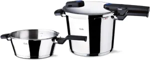 Fissler Vitaquick Pressure Cooker & Pressure Skillet - 2.6 Qt & 6.3. Qt - Made in Germany - For All Cooktops - Safe & Intuitive Design - Pressure Cooker Pot Steel