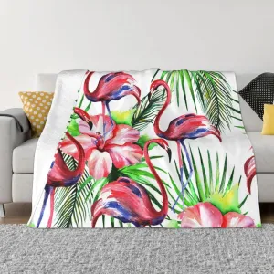 Flamingo 60"X50" Flannel Blanket - 100% Soft Polyester, Lightweight and Warm, Suitable for Families, Camping, Travel