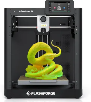 FLASHFORGE Adventurer 5M 3D Printer,600mm/s Max Speed Core XY 3D Printers with Auto Leveling,280°C Direct Extruder, 3s Detachable Nozzle, Dual-Sided PEI Platform,Dual Cooling, for Home,Kids,Beginners