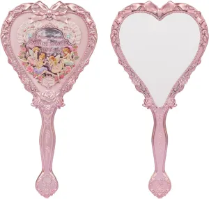 Flower Knows Midsummer Fairytales Hand Mirror,Vintage Heart Handheld Mirror,Fancy & Pretty Princess Handheld Mirror with Long Handle,Gift for Girls & Women(Milky Pink)